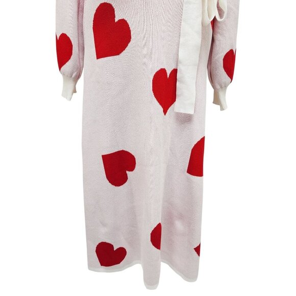 V For City Womens Wrap Long Sleeve Heart Print Maxi Dress Sweater White Size S - Picture 9 of 10